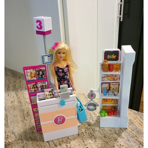 Barbie Supermarket PlaySet w/ Doll **Mostly all there but INCOMPLETE** - Picture 1 of 11